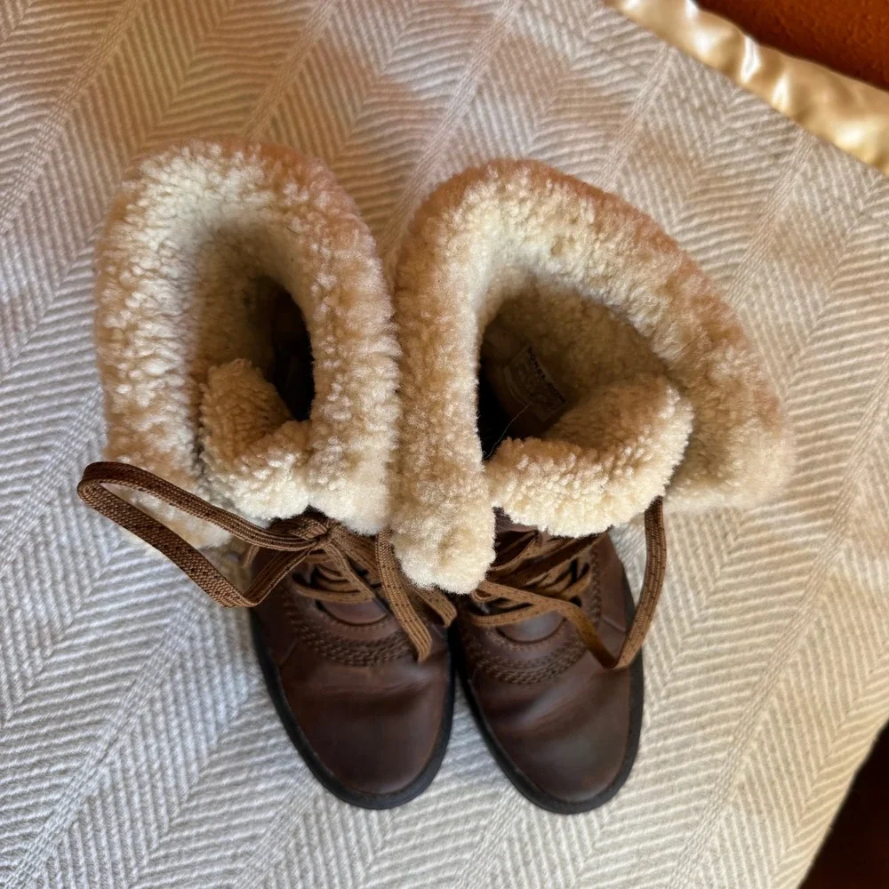 Sorel Tivoli IV Parc Waterproof Boots Brown Leather Shearling Women 6